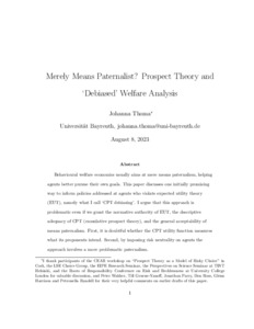 Merely Means Paternalist? Prospect Theory and 'Debiased' Welfare Analysis -  PhilSci-Archive